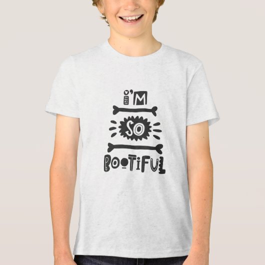 ハロウィーン私はとても豊穣モダンタイポグラフィ トライブレンドＴシャツ (正面)