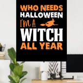 ハロウィーン私は魔女のすべての年誕生日 ポスター (ホームオフィス)