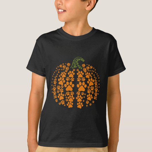 ハロウィーン秋かわいいポーズカボチャのペット愛好家 Tシャツ (正面)