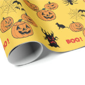 ハロウィーン秋のカボチャ、ジャック・オランタンをテーマにした ラッピングペーパー (ロールコーナー)