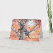 ハロウィーン秋の魔女猫カード カード (正面)