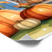 ハロウィーン秋カボチャのトウモロコシの茎オンフロントポーチ ポスター (角)