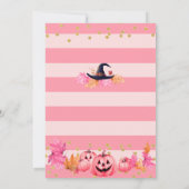 ハロウィーン秋カボチャ魔女ピンクベビーガールシャワー 招待状 (裏面)