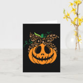 ハロウィーン秋カワイアンドおもしろいカボチャ カード (黄色い花)