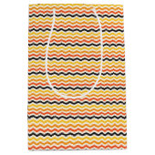 ハロウィーン秋シェブロン紅葉 ミディアムペーパーバッグ (正面)