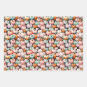 ハロウィーン秋シーズンカボチャ&花模様 ラッピングペーパーシート (正面2)