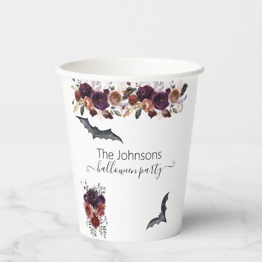 ハロウィーン秋パーティーフローラ花こうもり 紙コップ (正面)
