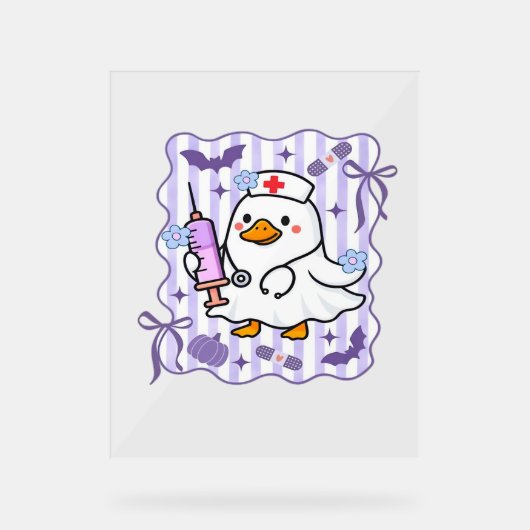 ハロウィーン秋パープルコケットガチョウナースエステート アクリルサイン (正面)