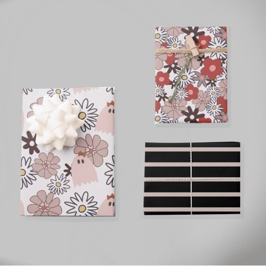 ハロウィーン秋フローラパステルカラー ラッピングペーパーシート