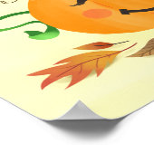 ハロウィーン秋フローラパンプキンアートプリント ポスター (角)