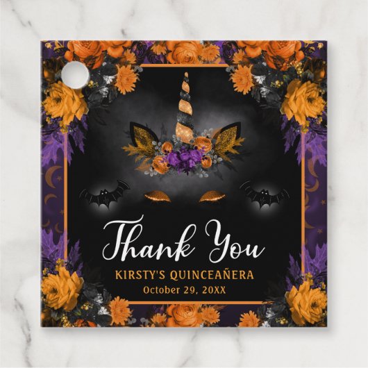 ハロウィーン秋フローラユニコーン顔キンセアニェラ フェイバータグ (正面)