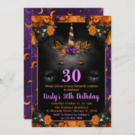 ハロウィーン秋フローラユニコーン顔誕生日 招待状