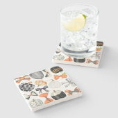 ハロウィーン秋ボウウォーターの色のパンプキン ストーンコースター (横)