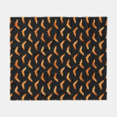 ハロウィーン秋不気味飛んでいるこうもり フリースブランケット (正面(横))