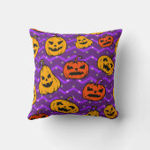 ハロウィーン秋感謝祭かぼちゃシボロンパープル クッション (裏面)