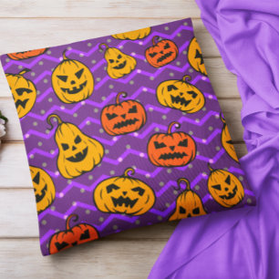 ハロウィーン秋感謝祭かぼちゃシボロンパープル クッション