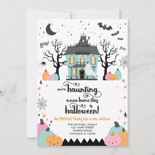 ハロウィーン秋新しいアドレス新しいホーム発表 招待状 (正面)