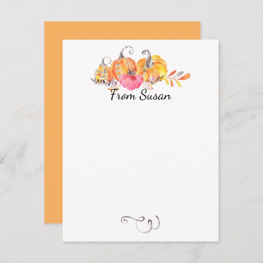 ハロウィーン秋秋カボチャの水色絵を描 ノートカード (正面/裏面)