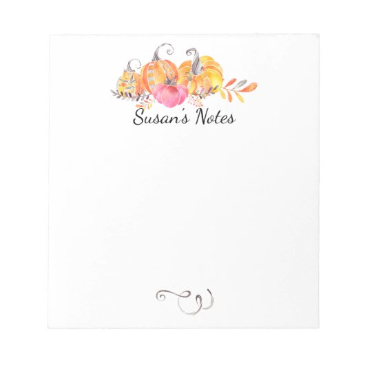 ハロウィーン秋秋カボチャの水色絵を描 ノートパッド (正面)