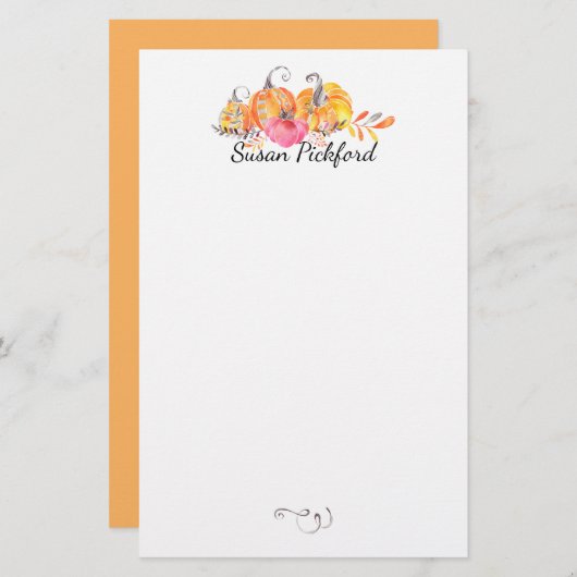 ハロウィーン秋秋カボチャの水色絵を描 便箋 (正面/裏面)