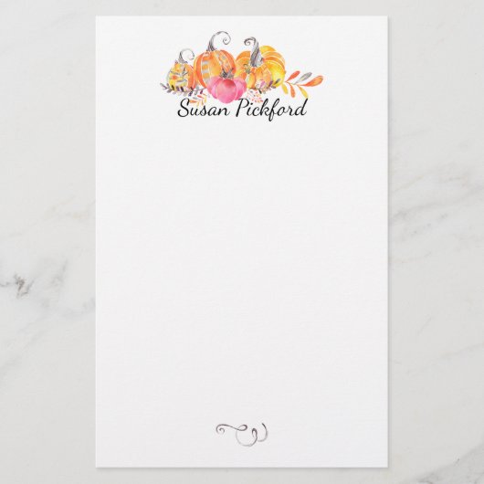 ハロウィーン秋秋カボチャの水色絵を描 便箋 (正面)