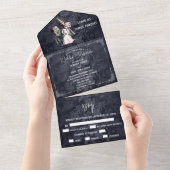 ハロウィーン秋10月フランケンシュタイン新婦カップル オールインワン招待状 (貼ってはがせる)