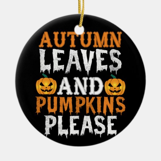 ハロウィーン紅葉とカボチャ誕生日 セラミックオーナメント (正面)
