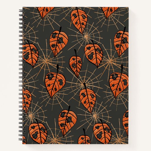 ハロウィーン紅葉とクモの巣 ノートブック (正面)