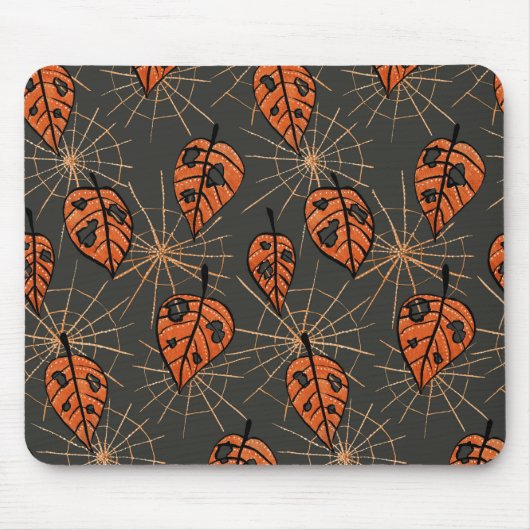 ハロウィーン紅葉とクモの巣 マウスパッド (正面)