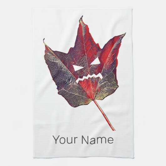 ハロウィーン紅葉リーフ秋感謝祭 キッチンタオル (縦)