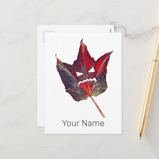 ハロウィーン紅葉リーフ秋感謝祭 シーズンポストカード (正面/裏面インサイチュ)