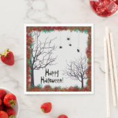 ハロウィーン紅葉不気味ツリーズスパイダーズパーティー スタンダードランチョンナプキン (インサイチュ)