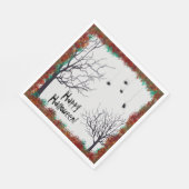 ハロウィーン紅葉不気味ツリーズスパイダーズパーティー スタンダードランチョンナプキン (角)