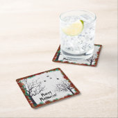 ハロウィーン紅葉不気味ツリーズスパイダー スクエアペーパーコースター (インサイチュ)