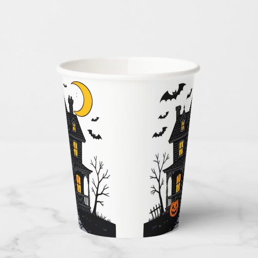 ハロウィーン紙カップ幽霊のよく出るウィズハウスデザイン 紙コップ (左)