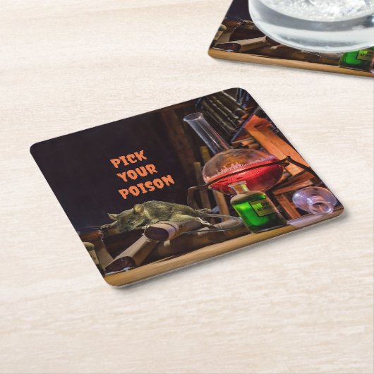 ハロウィーン紙コースター、あなたの毒を選ぶ スクエアペーパーコースター (アングル)