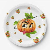 ハロウィーン紙プレートおもしろい – パンプキン顔 ペーパープレート (正面)