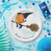ハロウィーン紙プレートウィッチパンプキンブ飛んでいるロム ペーパープレート (パーティー)