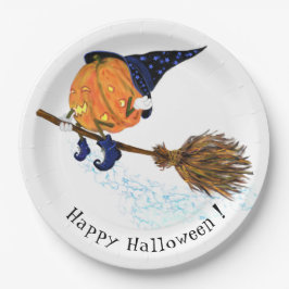 ハロウィーン紙プレートウィッチパンプキンブ飛んでいるロム ペーパープレート