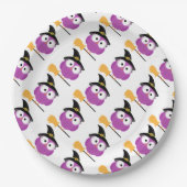ハロウィーン紙プレート/ウィッチハットとバー付きフクロウ ペーパープレート (正面)