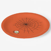 ハロウィーン紙プレート/スパイダーとオレンジのくもの巣 ペーパープレート (アングル)