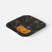 ハロウィーン紙プレート – スパイダーウェブ&カボチャ ペーパープレート (傾斜あり)