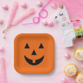 ハロウィーン紙プレート – パンプキン顔 ペーパープレート (パーティー)
