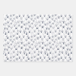 ハロウィーン紙-幽霊とクモの巣 ラッピングペーパーシート