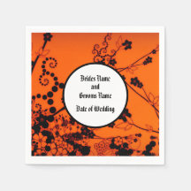 ハロウィーン結婚スケルトンのナプキン