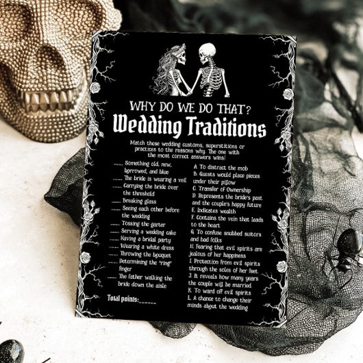 ハロウィーン結婚スケルトンの伝統ブライダルゲーム 招待状
