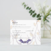 ハロウィーン結婚式招待状ゴシックスカル紫 (スタンド正面)