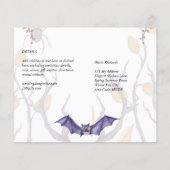 ハロウィーン結婚式招待状ゴシックスカル紫 (裏面)