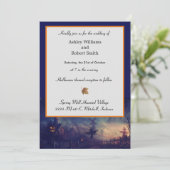 ハロウィーン結婚式招待状フラットカ幽霊のよく出るード 招待状 (スタンド正面)