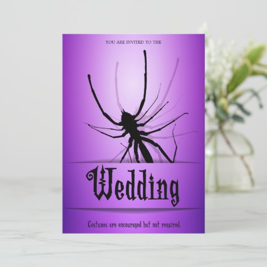ハロウィーン結婚式招待状紫スパイダー 招待状 (スタンド正面)